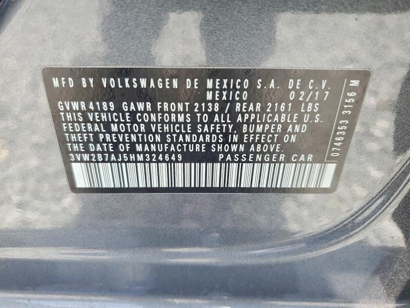 Продажа на аукционе авто 2017 Volkswagen Jetta, vin: 3VW2B7AJ5HM324649, номер лота: 60613016