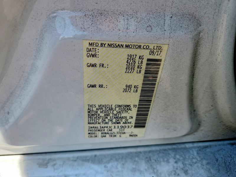 61153036 :رقم المزاد ، 1N4AL3AP4JC119037 vin ، 2018 Nissan Altima مزاد بيع