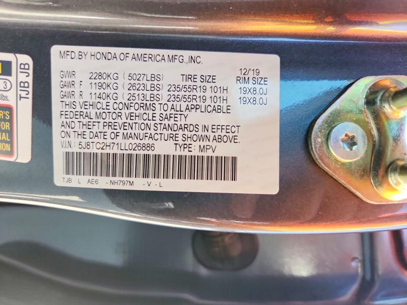 Aukcja sprzedaży 2020 Acura Rdx, vin: 5J8TC2H71LL026886, numer aukcji: 62855726
