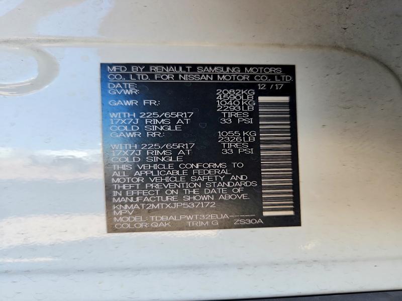 Aukcja sprzedaży 2018 Nissan Rogue, vin: KNMAT2MTXJP537172, numer aukcji: 62441246