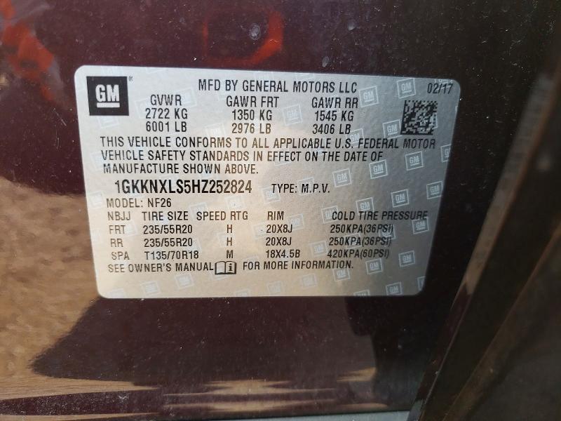 Aukcja sprzedaży 2017 Gmc Acadia, vin: 1GKKNXLS5HZ252824, numer aukcji: 61062096