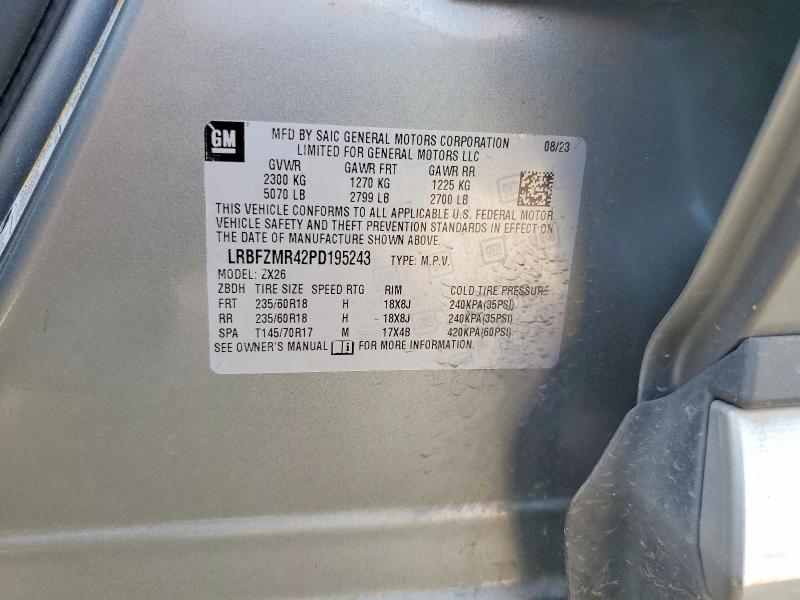 2023 Buick Envision მანქანა იყიდება აუქციონზე, vin: LRBFZMR42PD195243, აუქციონის ნომერი: 62670026