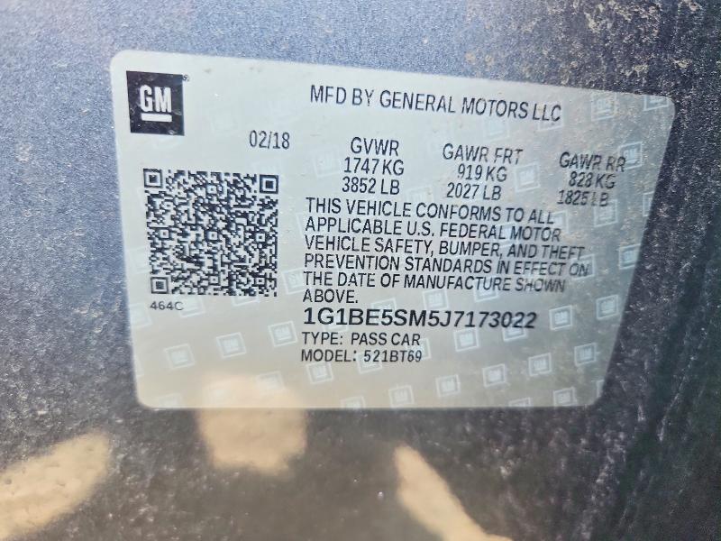 2018 Chevrolet Cruze მანქანა იყიდება აუქციონზე, vin: 1G1BE5SM5J7173022, აუქციონის ნომერი: 58247806