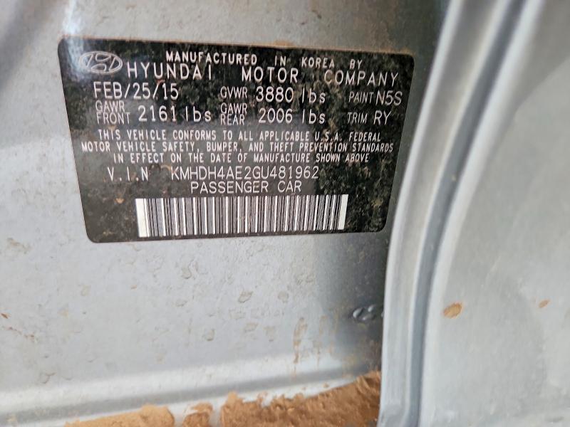62429316 :رقم المزاد ، KMHDH4AE2GU481962 vin ، 2016 Hyundai Elantra مزاد بيع