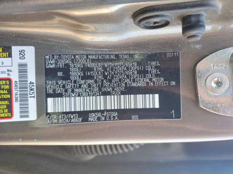 Aukcja sprzedaży 2011 Toyota Tundra, vin: 5TFDW5F13BX191341, numer aukcji: 61481676