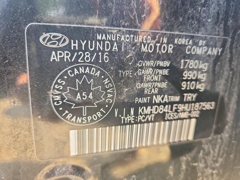 2017 Hyundai Elantra მანქანა იყიდება აუქციონზე, vin: KMHD84LF9HU187563, აუქციონის ნომერი: 57012626