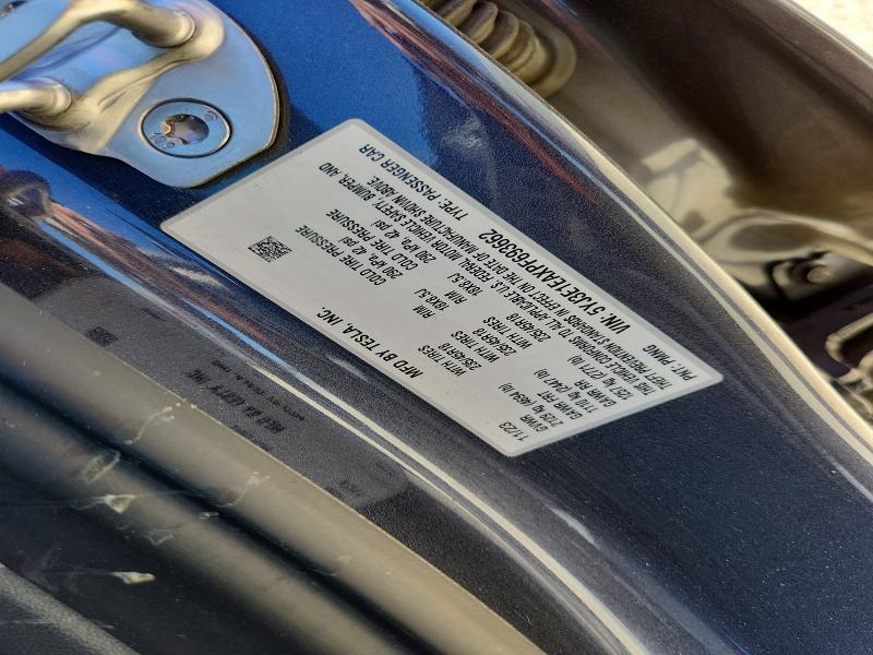 60078996 :رقم المزاد ، 5YJ3E1EAXPF693662 vin ، 2023 Tesla Model 3 مزاد بيع