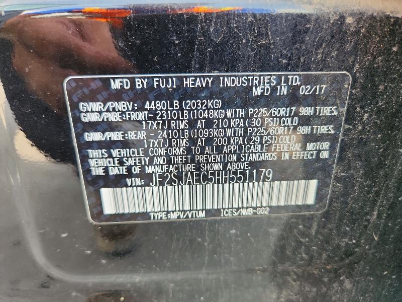 Aukcja sprzedaży 2017 Subaru Forester, vin: JF2SJAEC5HH551179, numer aukcji: 85627825