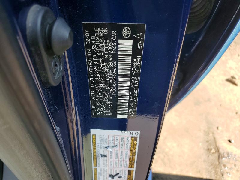 2007 Toyota Camry მანქანა იყიდება აუქციონზე, vin: JTNBE46K473096536, აუქციონის ნომერი: 62465516