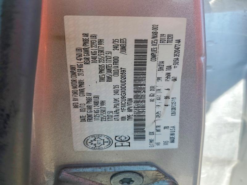 2013 Ford Escape მანქანა იყიდება აუქციონზე, vin: 1FMCU9GX0DUD20597, აუქციონის ნომერი: 58195666