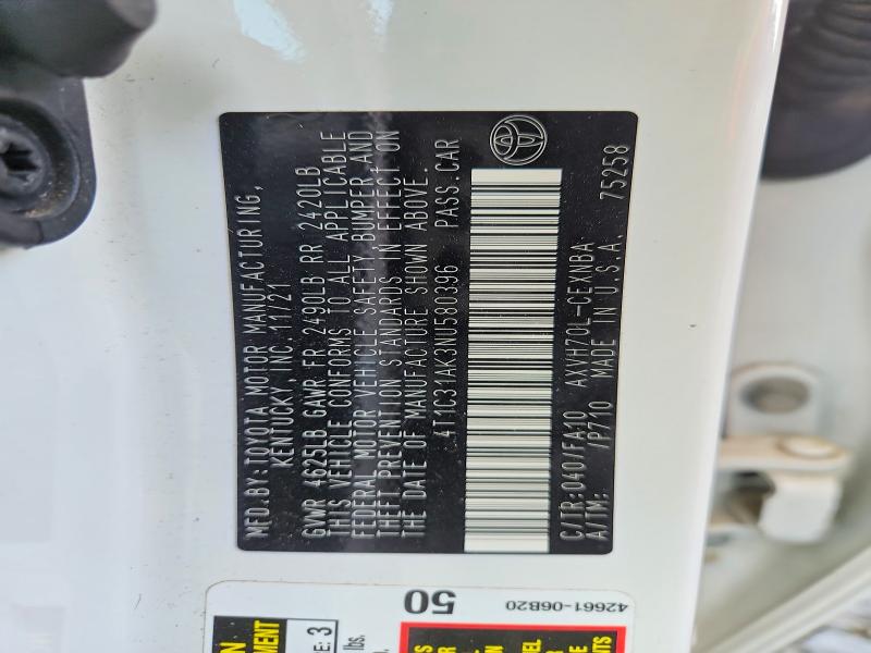 Aukcja sprzedaży 2022 Toyota Camry, vin: 4T1C31AK3NU580396, numer aukcji: 59656496