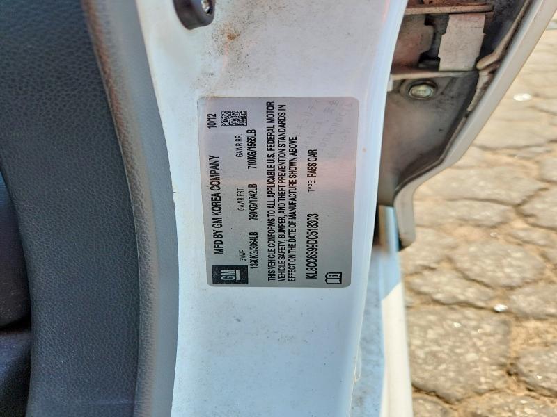 2013 Chevrolet Spark მანქანა იყიდება აუქციონზე, vin: KL8CC6S99DC518303, აუქციონის ნომერი: 62639816