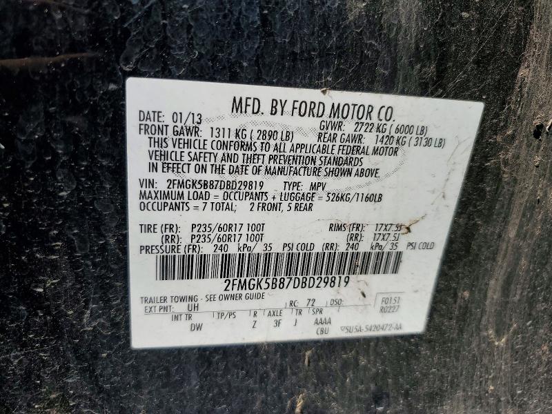 Aukcja sprzedaży 2013 Ford Flex, vin: 2FMGK5B87DBD29819, numer aukcji: 62813236