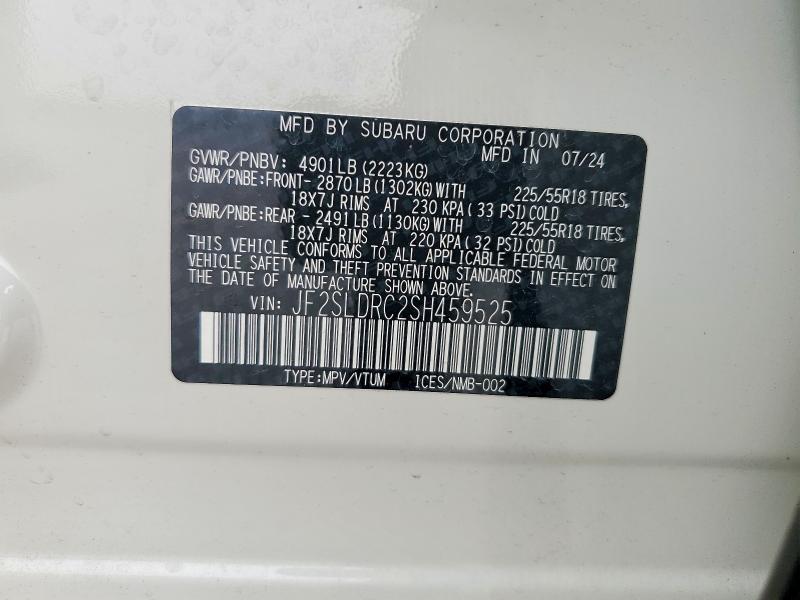 2025 Subaru Forester მანქანა იყიდება აუქციონზე, vin: JF2SLDRC2SH459525, აუქციონის ნომერი: 60897796
