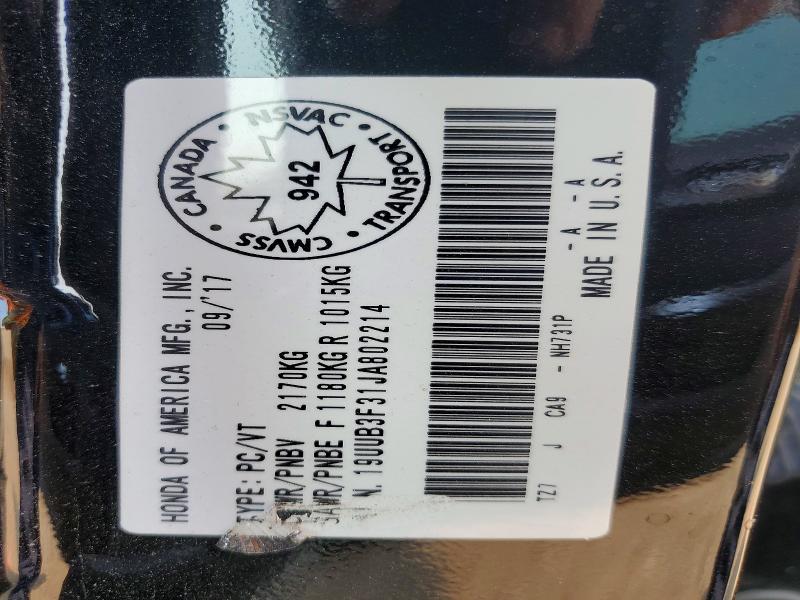 62137386 :رقم المزاد ، 19UUB3F31JA802214 vin ، 2018 Acura Tlk مزاد بيع