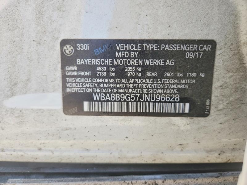 2018 Bmw 330 მანქანა იყიდება აუქციონზე, vin: WBA8B9G57JNU96628, აუქციონის ნომერი: 58760106