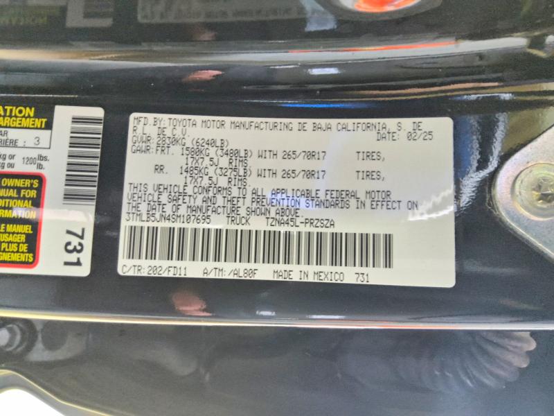 Продажа на аукционе авто 2025 Toyota Tacoma, vin: 3TMLB5JN4SM107695, номер лота: 61421236
