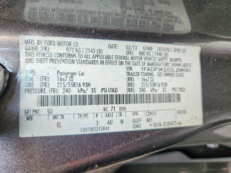 2013 Ford Focus მანქანა იყიდება აუქციონზე, vin: 1FADP3K2XDL298063, აუქციონის ნომერი: 62164656