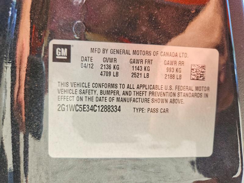 Продаж на аукціоні авто 2012 Chevrolet Impala, vin: 2G1WC5E34C1288334, номер лоту: 59165176