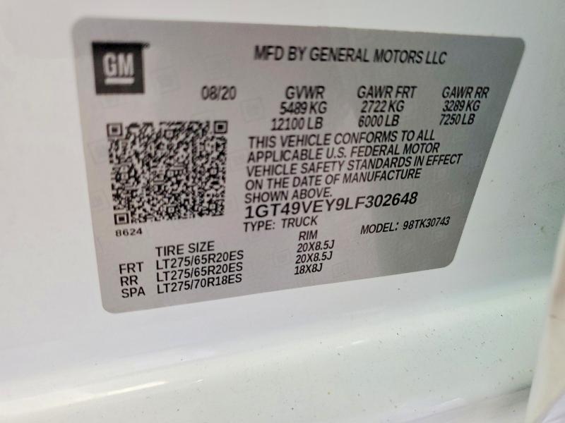 Продажа на аукционе авто 2020 Gmc Sierra, vin: 1GT49VEY9LF302648, номер лота: 63142796
