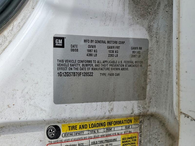 2009 Chevrolet Malibu მანქანა იყიდება აუქციონზე, vin: 1G1ZG57B79F128522, აუქციონის ნომერი: 60421476