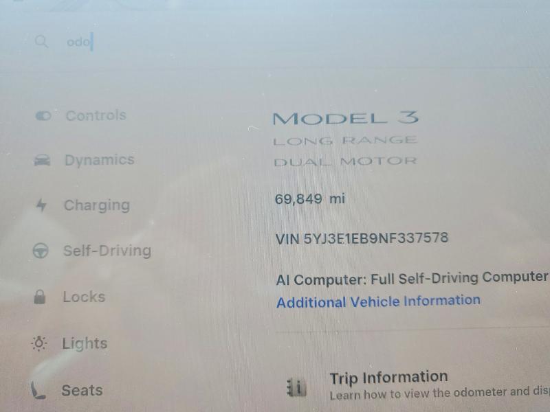 62081926 :رقم المزاد ، 5YJ3E1EB9NF337578 vin ، 2022 Tesla Model 3 مزاد بيع