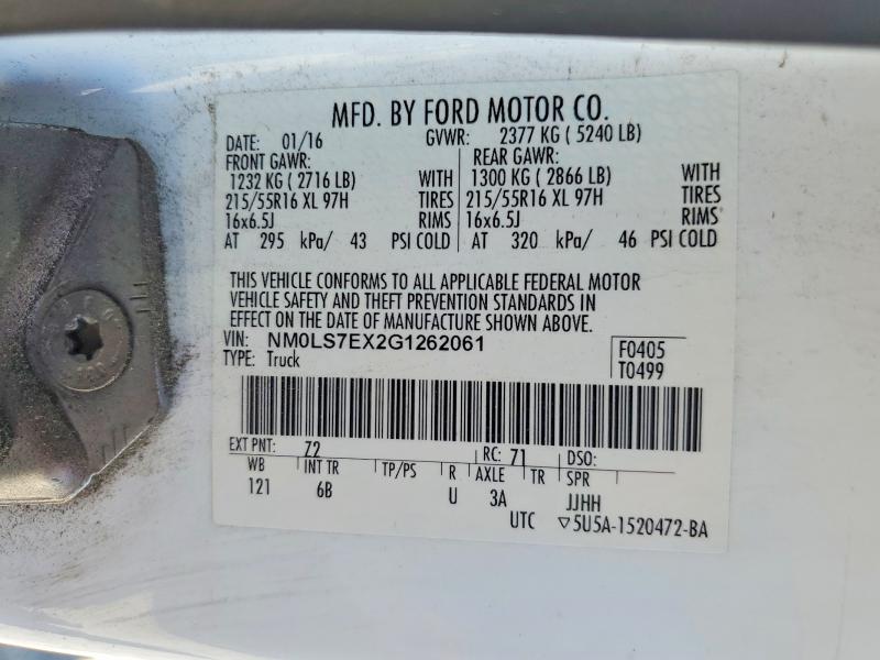 2016 Ford Transit Connect მანქანა იყიდება აუქციონზე, vin: NM0LS7EX2G1262061, აუქციონის ნომერი: 62820606