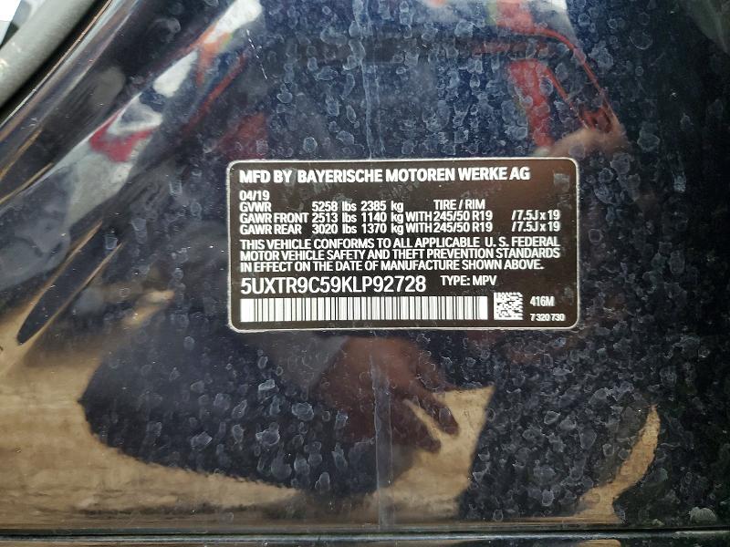 60915096 :رقم المزاد ، 5UXTR9C59KLP92728 vin ، 2019 Bmw X3 مزاد بيع