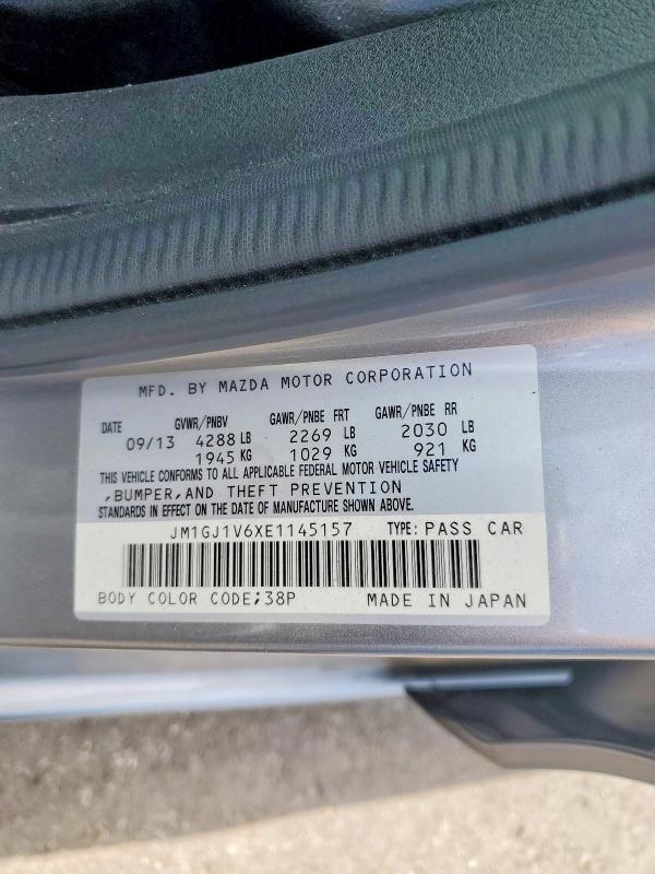 Продаж на аукціоні авто 2014 Mazda 6, vin: JM1GJ1V6XE1145157, номер лоту: 61054026
