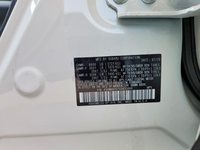 Продаж на аукціоні авто 2025 Subaru Ascent, vin: 4S4WMAPD7S3433888, номер лоту: 62048926