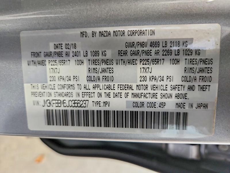 Продажа на аукционе авто 2018 Mazda Cx-5, vin: JM3KFBBM6J0356237, номер лота: 59612236