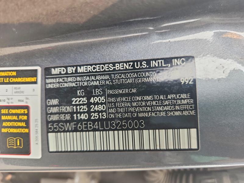 Продаж на аукціоні авто 2020 Mercedes-benz C, vin: 55SWF6EB4LU325003, номер лоту: 61203016