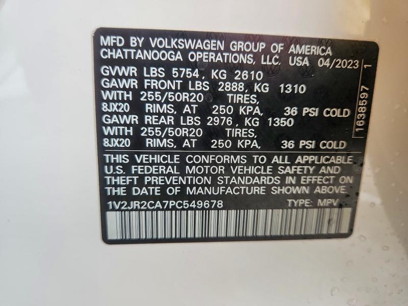 Aukcja sprzedaży 2023 Volkswagen Atlas, vin: 1V2JR2CA7PC549678, numer aukcji: 61175776