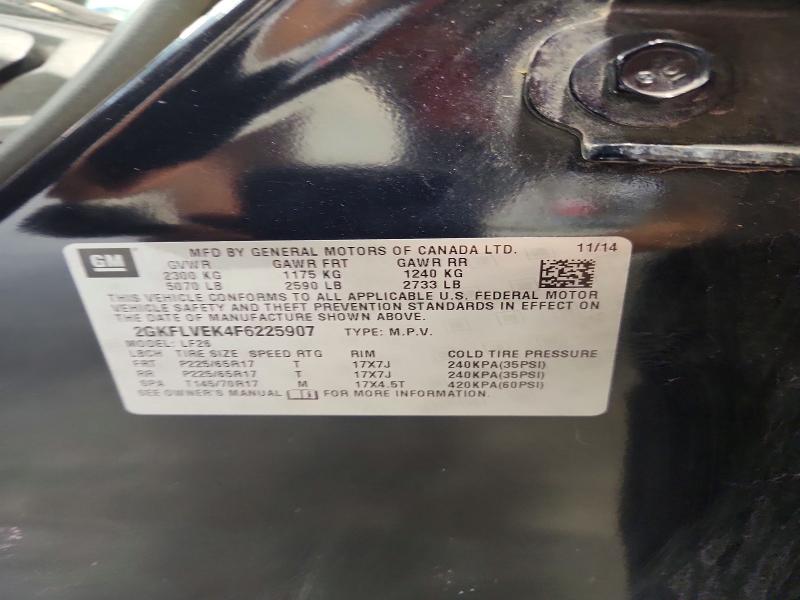 Aukcja sprzedaży 2015 Gmc Terrain, vin: 2GKFLVEK4F6225907, numer aukcji: 61873146