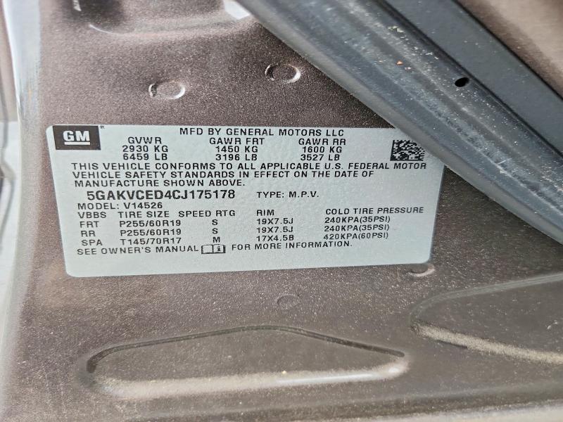 2012 Buick Enclave მანქანა იყიდება აუქციონზე, vin: 5GAKVCED4CJ175178, აუქციონის ნომერი: 60388036