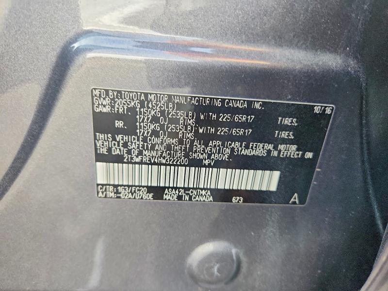61928926 :رقم المزاد ، 2T3WFREV4HW322200 vin ، 2017 Toyota Rav4 مزاد بيع