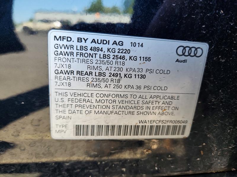 Продажа на аукционе авто 2015 Audi Q3, vin: WA1EFCFS2FR005049, номер лота: 61186766
