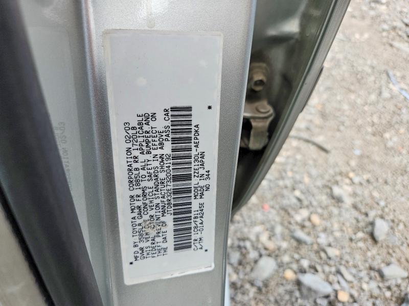 Auction sale of the 2003 Toyota Corolla, vin: JTDBR32E732004192, lot number: 61769036
