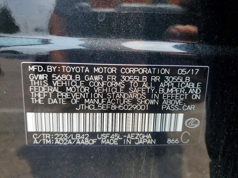 2017 Lexus Ls მანქანა იყიდება აუქციონზე, vin: JTHCL5EF8H5029001, აუქციონის ნომერი: 61616466