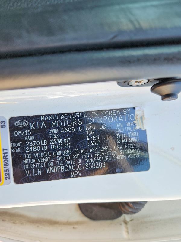 Aukcja sprzedaży 2016 Kia Sportage, vin: KNDPBCAC1G7858209, numer aukcji: 61926356