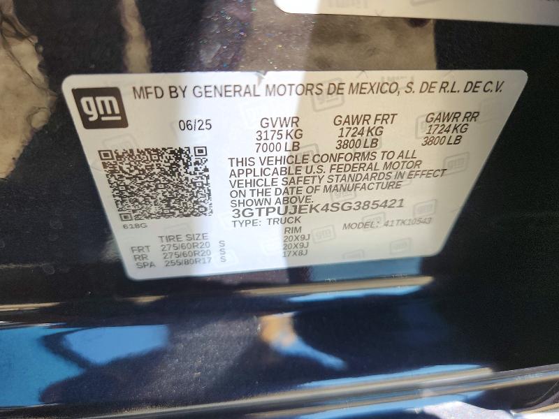 Aukcja sprzedaży 2025 Gmc Sierra, vin: 3GTPUJEK4SG385421, numer aukcji: 62389926