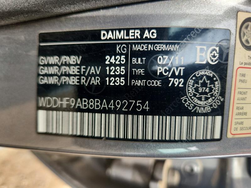 Продаж на аукціоні авто 2011 Mercedes-benz E, vin: WDDHF9AB8BA492754, номер лоту: 61616506