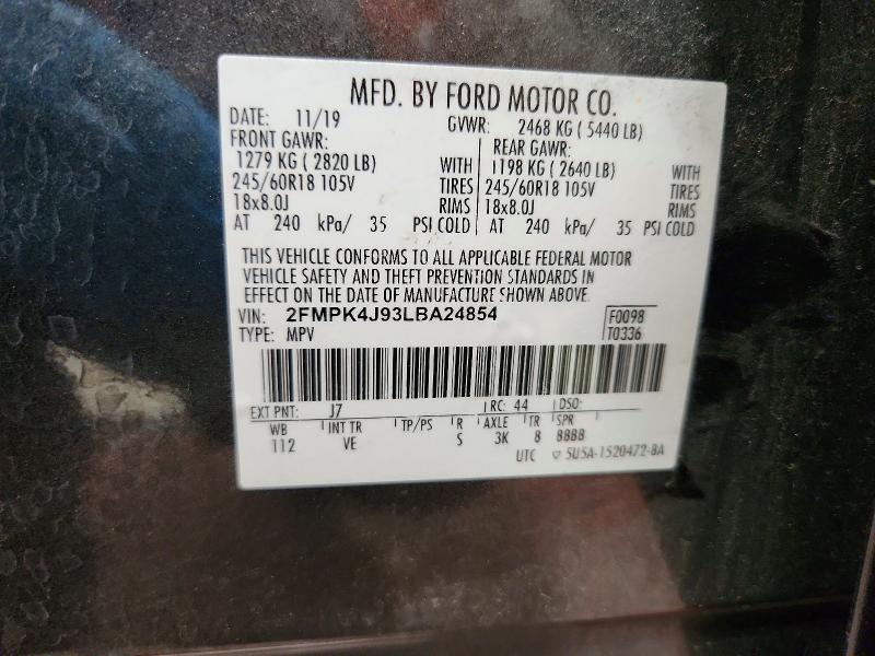 Продажа на аукционе авто 2020 Ford Edge, vin: 2FMPK4J93LBA24854, номер лота: 61884566