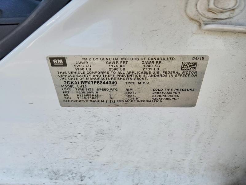 60404086 :رقم المزاد ، 2GKALREK7F6344049 vin ، 2015 Gmc Terrain مزاد بيع