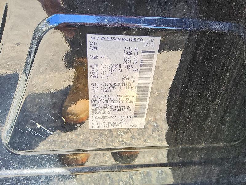 62871196 :رقم المزاد ، 5N1AL0MM6FC539508 vin ، 2015 Infiniti Qx60 مزاد بيع