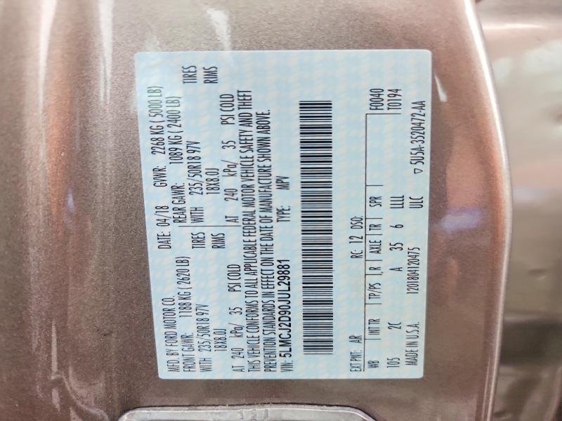 59326746 :رقم المزاد ، 5LMCJ2D90JUL29881 vin ، 2018 Lincoln Mkc مزاد بيع