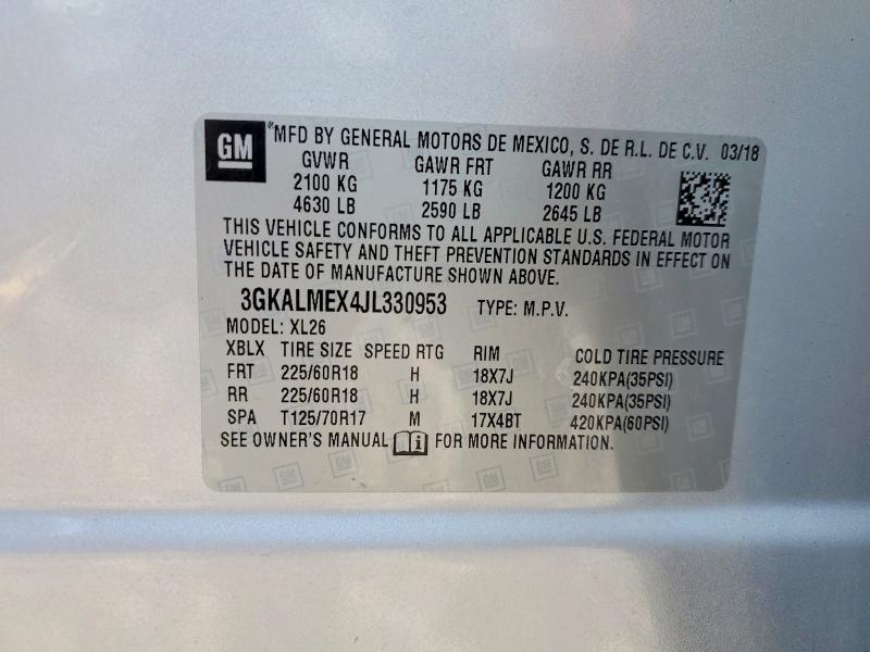 Aukcja sprzedaży 2018 Gmc Terrain, vin: 3GKALMEX4JL330953, numer aukcji: 62389536