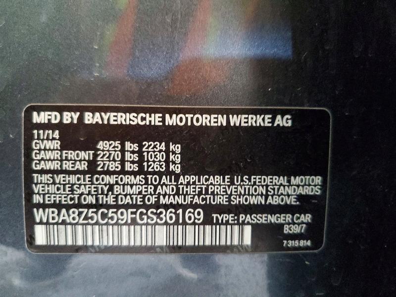61202086 :رقم المزاد ، WBA8Z5C59FGS36169 vin ، 2015 Bmw 328 مزاد بيع
