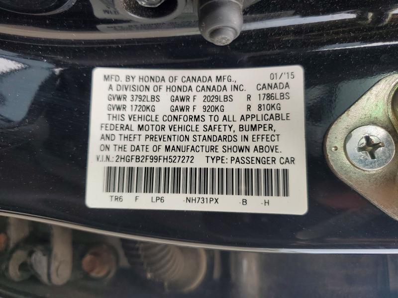 Продаж на аукціоні авто 2015 Honda Civic, vin: 2HGFB2F99FH527272, номер лоту: 61792546