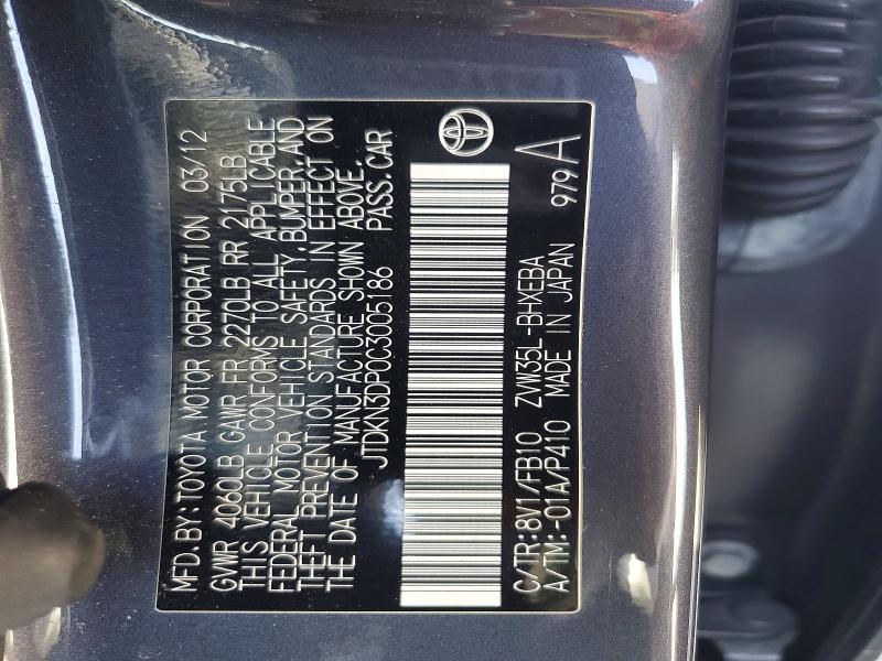 60692766 :رقم المزاد ، JTDKN3DP0C3005186 vin ، 2012 Toyota Prius Plug-in Hybrid مزاد بيع